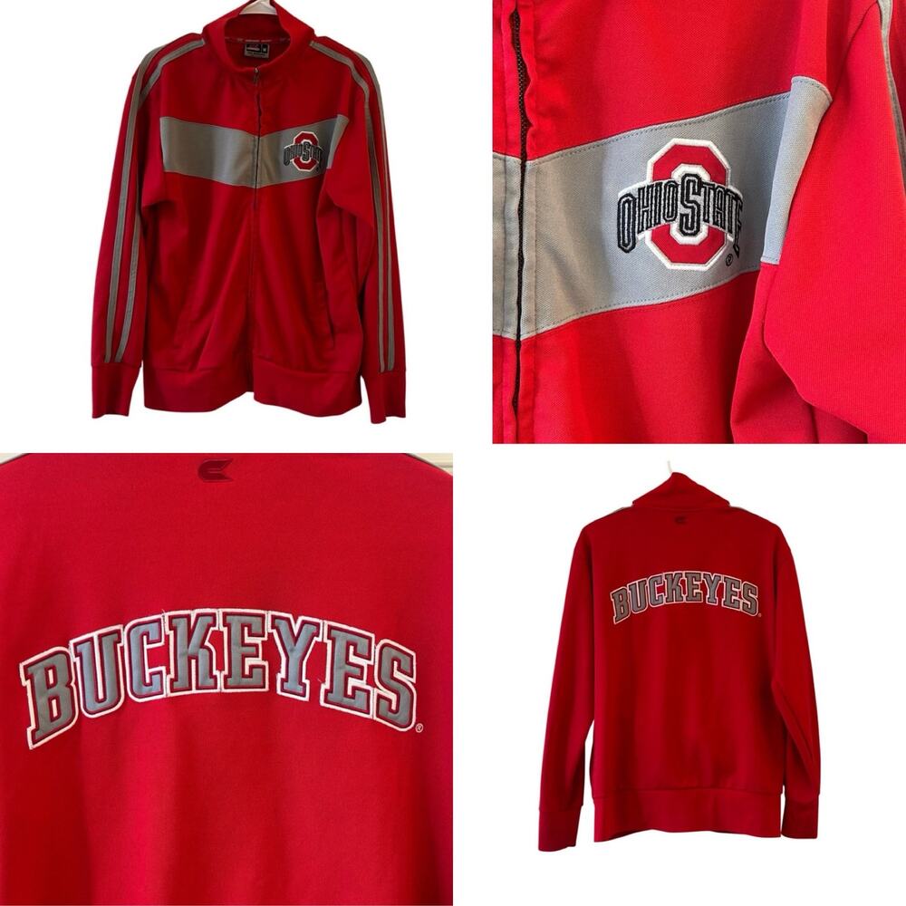 Vintage Colosseum Ohio State Buckeyes Full-Zip Track Jacket Red Gray Mens Medium